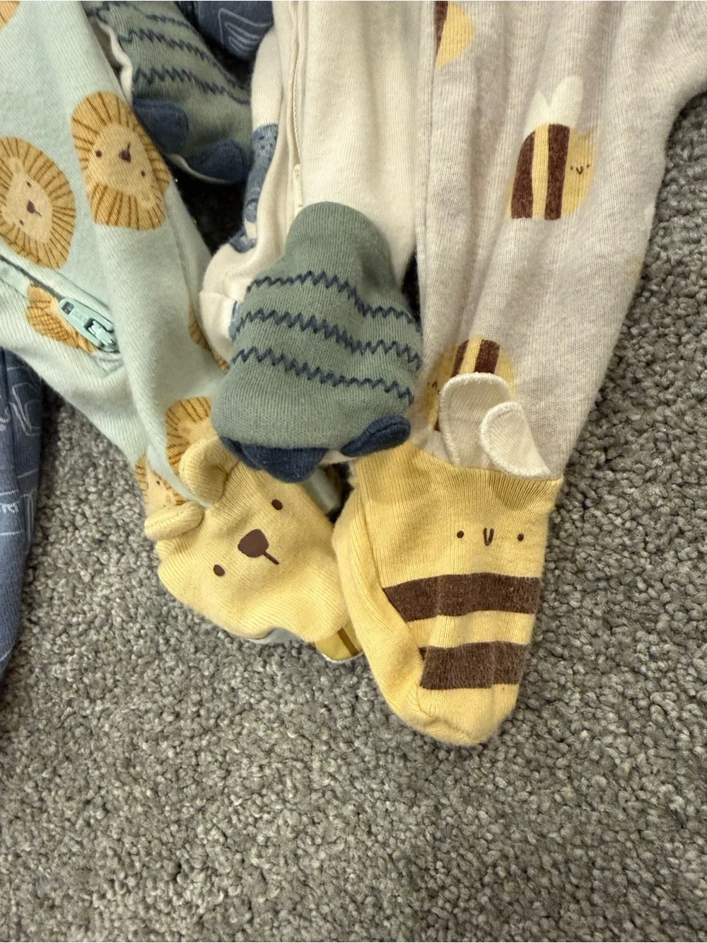 Carter's Mixed Baby Footed One-Piece Sleepers in Blue, Yellow, Cream